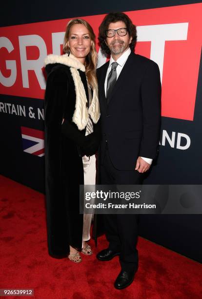 Caroline Jones and Robert Mitchell attend the Great British Film Reception honoring the British nominees of The 90th Annual Academy Awards on March...