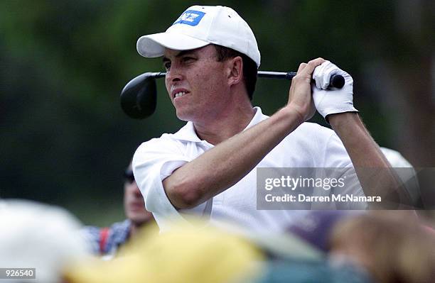 Scott Gardiner from New South Wales, drives from the 9 th. Tee, during the final round of the 2001 ANZ Victorian Open Championship, which is being...