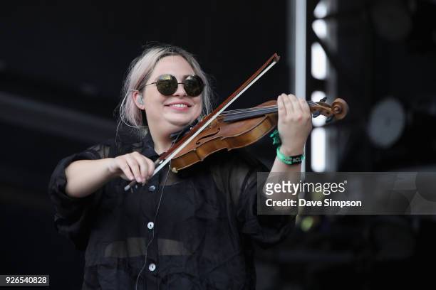 Charity Rose Thielen of The Head and the Heart performs at Auckland City Limits Music Festival on March 3, 2018 in Auckland, New Zealand.