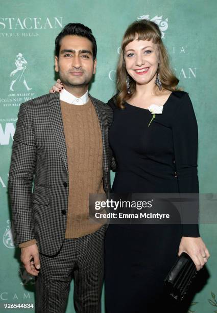 Kumail Nanjiani and Emily V. Gordon attend Women In Film Pre-Oscar Cocktail Party presented by Max Mara and Lancome with additional support from...