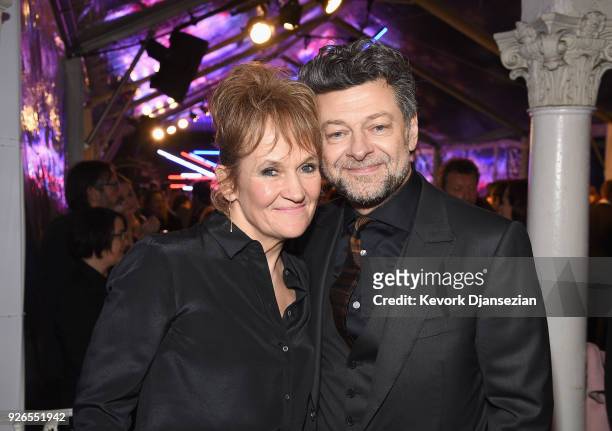 Lorraine Ashbourne and actor Andy Serkis attends the Great British Film Reception honoring the British nominees of The 90th Annual Academy Awards on...