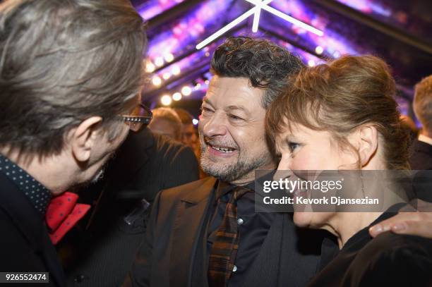 Actors Gary Oldman, Andy Serkis, and Lorraine Ashbourne attend the Great British Film Reception honoring the British nominees of The 90th Annual...