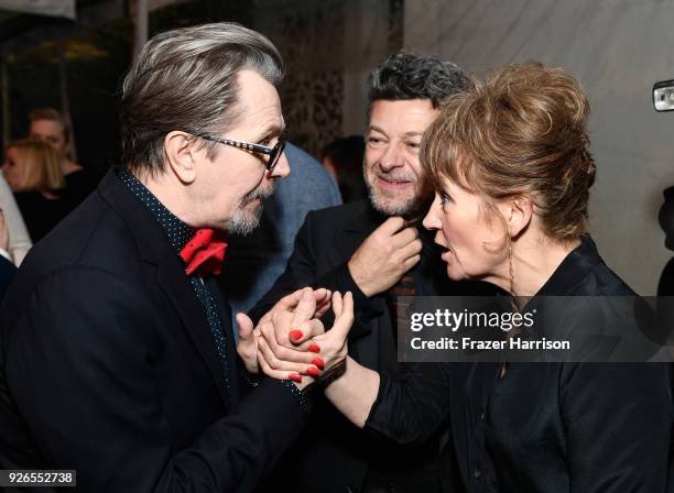 Actors Gary Oldman, Andy Serkis, and Lorraine Ashbourne attend the Great British Film Reception honoring the British nominees of The 90th Annual...