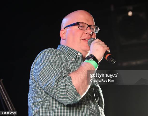 Jesse Addy makes an intro at Gramercy Theatre on March 2, 2018 in New York City.