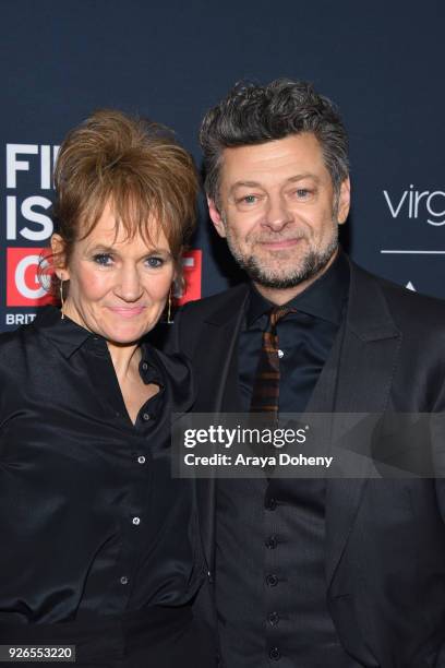 Lorraine Ashbourne and Andy Serkis attend the Great British Film Reception honoring the British nominees of The 90th Annual Academy Awards at The...