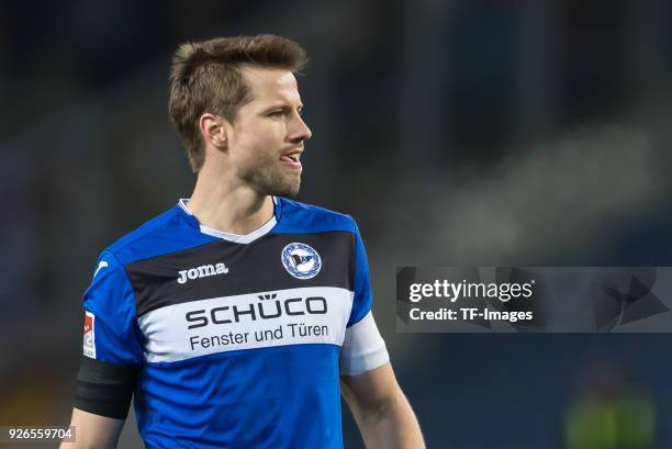 Julian Boerner of Bielefeld looks on during the Second Bundesliga match between Arminia Bielefeld and Union Berlin at SchuecoArena on February 5,...