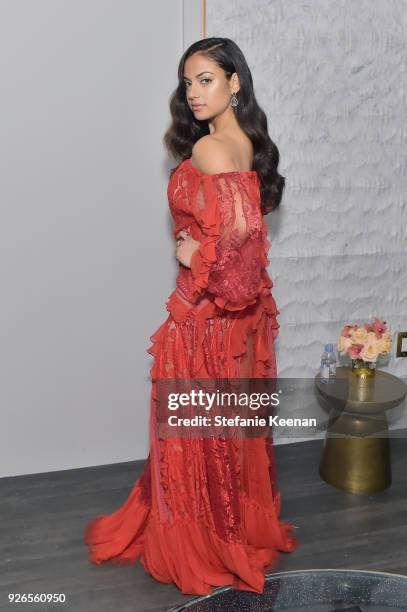 Inanna Sarkis attends Women In Film Pre-Oscar Cocktail Party presented by Max Mara and Lancome with additional support from Crustacean Beverly Hills,...
