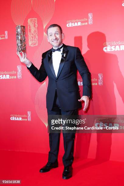 Dani Boon poses with the Cesar award of the Public for 'Raide Dingue' during the Cesar Film Awards at Salle Pleyel on March 2, 2018 in Paris, France.