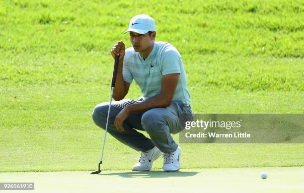 Julian Suri of the USA putts on the 11th green during the second round of the Tshwane Open at Pretoria Country Club on March 2, 2018 in Pretoria,...