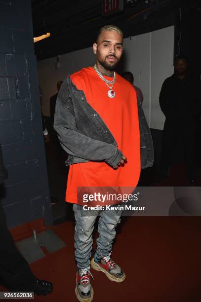 Chris Brown attends Demi Lovato "Tell Me You Love Me" World Tour at The Forum on March 2, 2018 in Inglewood, California.
