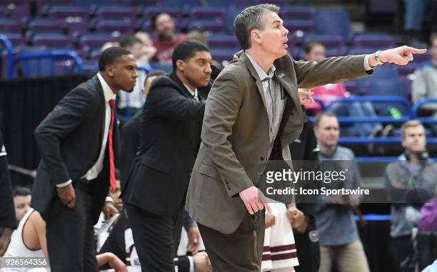 Missouri State basketball coach Paul Lusk during a Missouri Valley Conference Basketball Tournament game between the Missouri State Bears and the...
