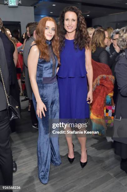 Madeline Brewer and Andie MacDowell, wearing Max Mara attend Women In Film Pre-Oscar Cocktail Party presented by Max Mara and Lancome with additional...