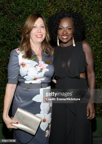 Women In Film Executive Director Kirsten Schaffer and Viola Davis attend Women In Film Pre-Oscar Cocktail Party presented by Max Mara and Lancome...