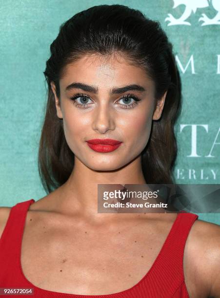 Taylor Hill arrives at the 11th Annual Celebration Of The 2018 Female Oscar Nominees Presented By Women In Film at Crustacean on March 2, 2018 in...