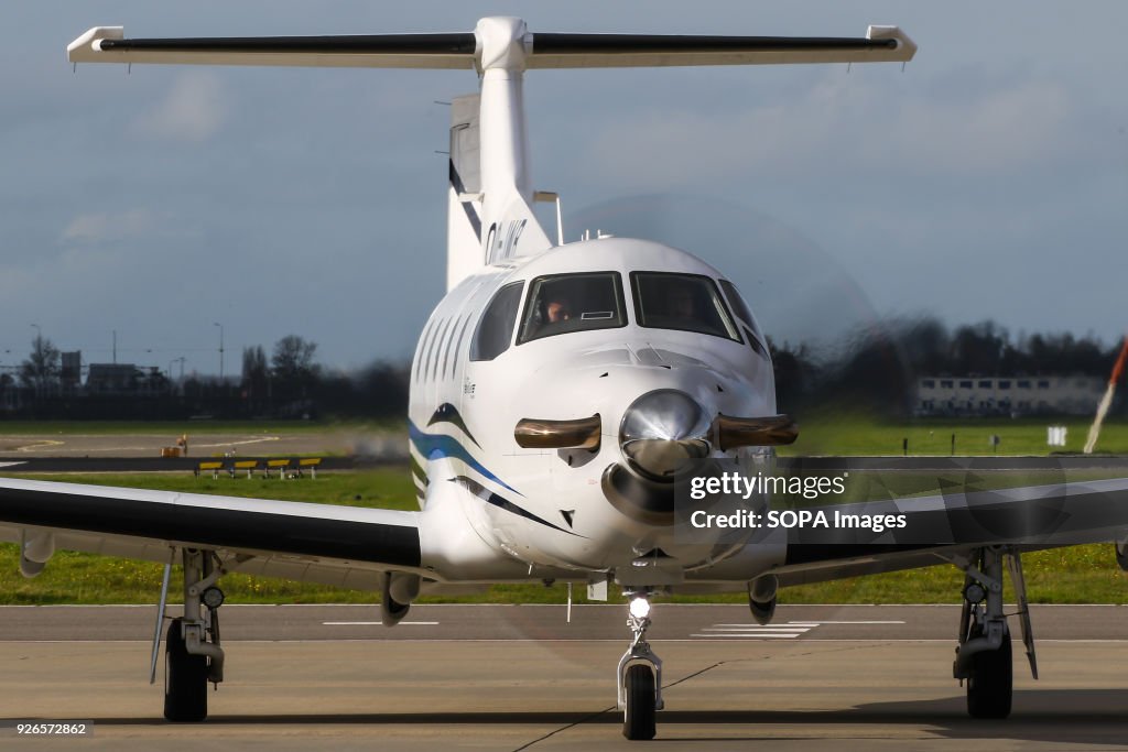A private PC-12 just after start-up at Schiphol airport...