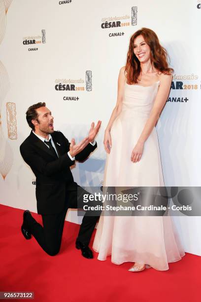 Nicolas Bedos and Doria Tillier arrive at the Cesar Film Awards 2018 at Salle Pleyel at Le Fouquet's on March 2, 2018 in Paris, France.