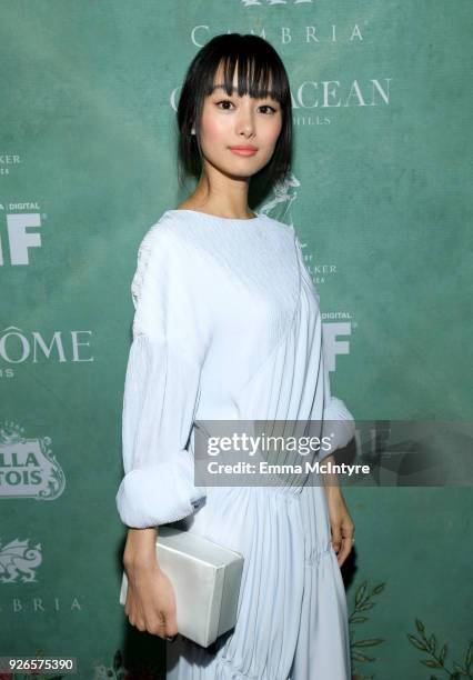 Shioli Kutsuna attends Women In Film Pre-Oscar Cocktail Party presented by Max Mara and Lancome with additional support from Crustacean Beverly...