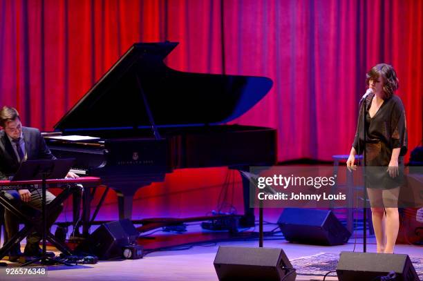 Singer Sara Gazarek performs onstage during the Jazz Roots at The Adrienne Arsht Center for the Performing Arts - Knight Concert Hall on March 2,...