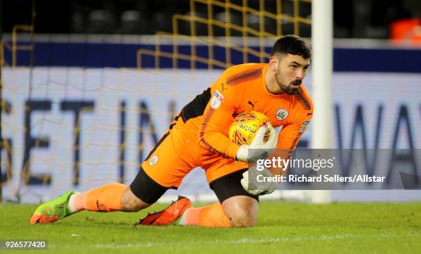 Barnsley goalkeeper Nick Townsend during the Sky Bet Championship match between Hull City and Barnsley at KCOM on February 27, 2018 in Hull, England....