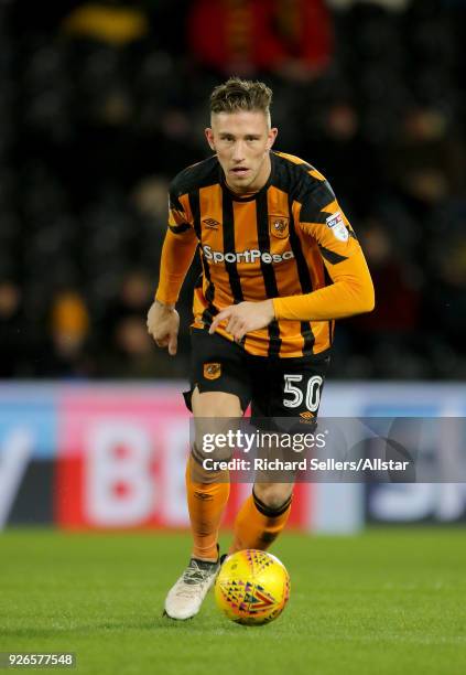 Hull City's Angus MacDonald during the Sky Bet Championship match between Hull City and Barnsley at KCOM on February 27, 2018 in Hull, England. "n"n