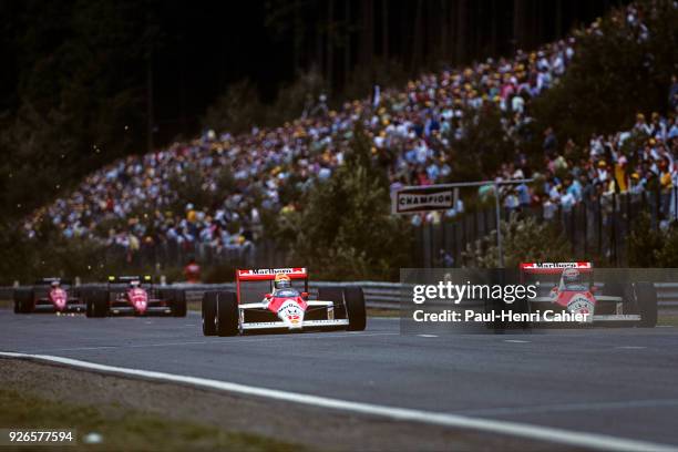 Ayrton Senna, Alain Prost, McLaren-Honda MP4/4, Grand Prix of Belgium, Circuit de Spa-Francorchamps, 28 August 1988. Ayrton Senna and Alain Prost...