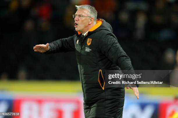 Hull City manager Nigel Adkins during the Sky Bet Championship match between Hull City and Barnsley at KCOM on February 27, 2018 in Hull, England....