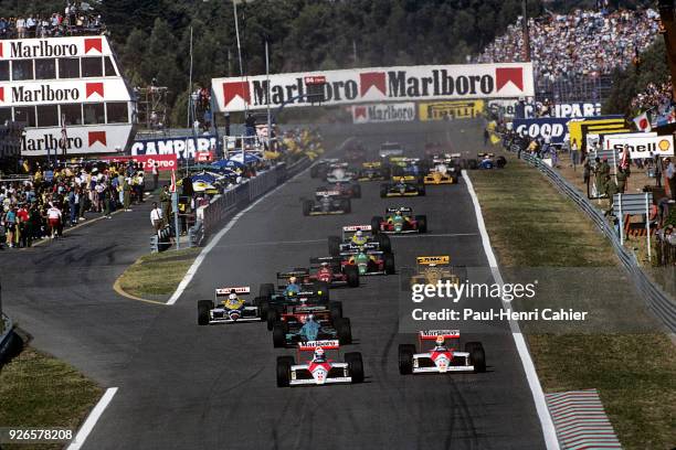 Ayrton Senna, Alain Prost, McLaren-Honda MP4/4, Grand Prix of Portugal, Autodromo do Estoril, 25 September 1988. Ayrton Senna and Alain Prost...