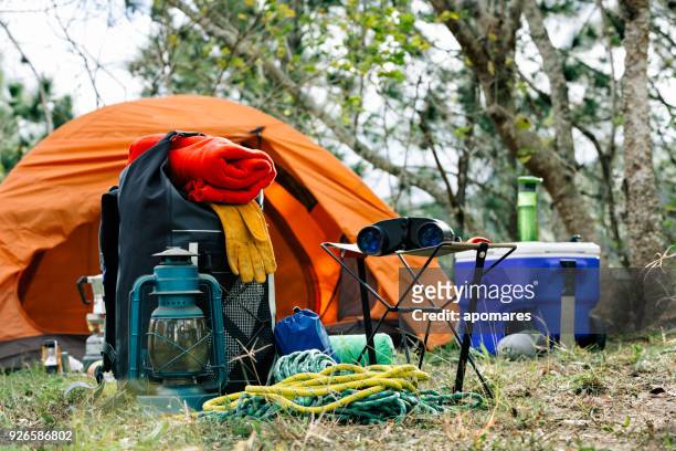 equipment and accessories for mountain hiking in the wilderness - equipment stock pictures, royalty-free photos & images