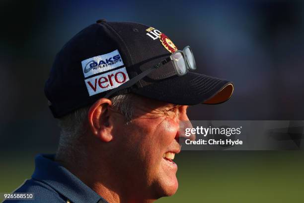 Lions coach Chris Fagan looks on during the AFL JLT Community Series match between the Brisbane Lions and the Sydney Swans at Moreton Bay Central...