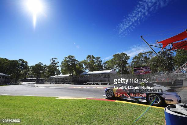 Shane Van Gisbergen drives the Red Bull Holden Racing Team Holden Commodore ZB during race 1 for the Supercars Adelaide 500 on March 2, 2018 in...