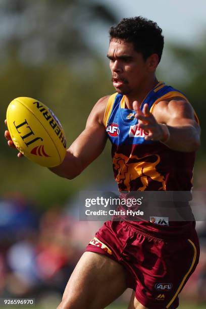 Charlie Cameron in action during the AFL JLT Community Series match between the Brisbane Lions and the Sydney Swans at Moreton Bay Central Sports...