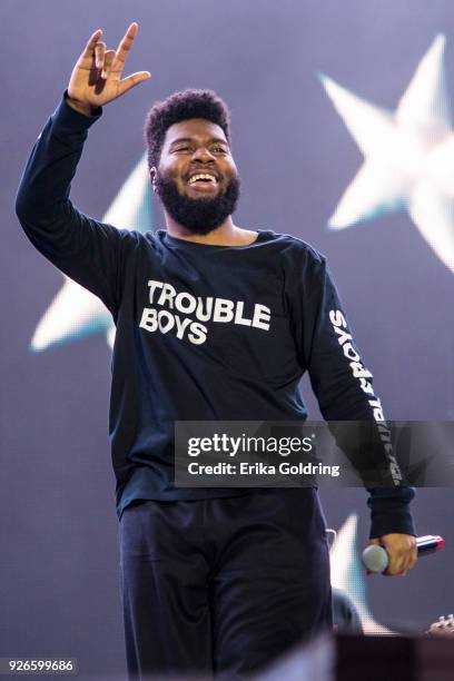 Khalid performs during Okeechobee Festival at Sunshine Grove on March 2, 2018 in Okeechobee, Florida.
