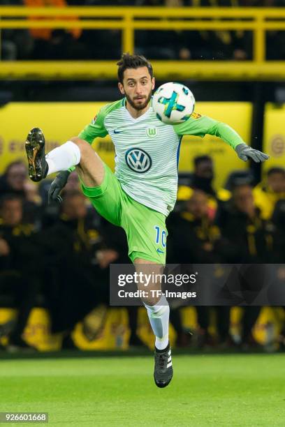 Yunus Malli of Wolfsburg controls the ball during the Bundesliga match between Borussia Dortmund and VfL Wolfsburg at Signal Iduna Park on January...