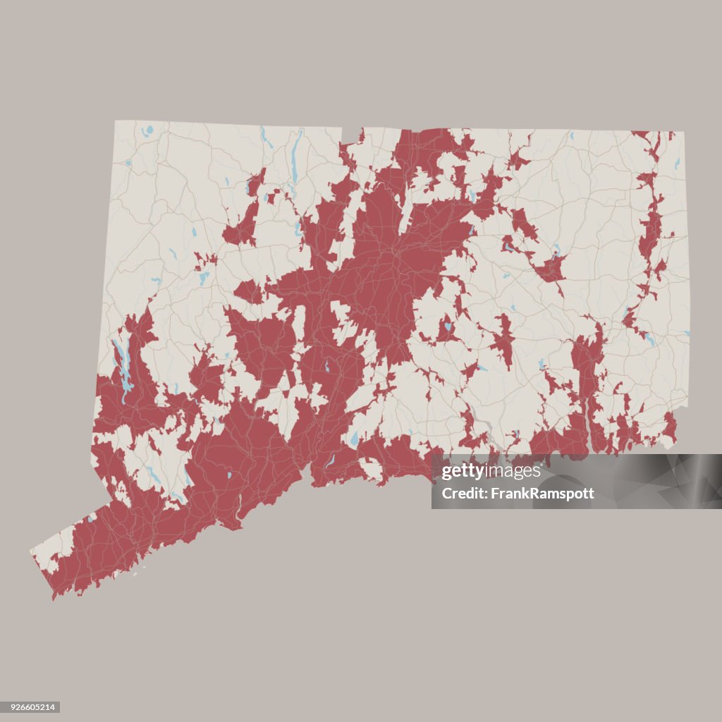 Connecticut US State Road Map