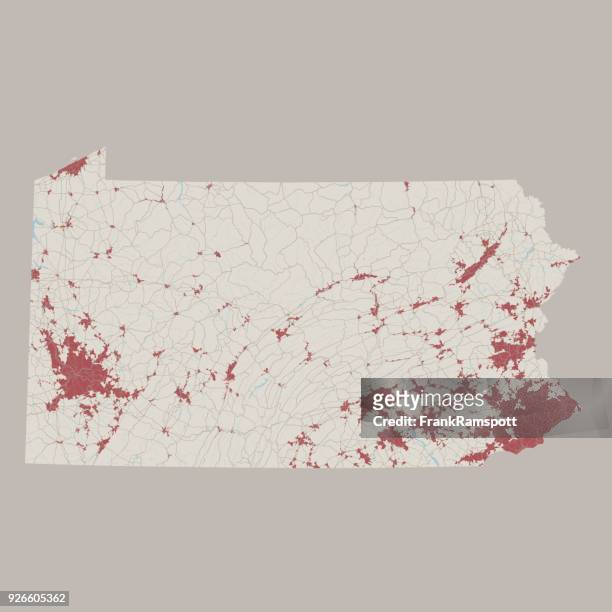 pennsylvania us state road map - philadelphia pennsylvania map stock illustrations