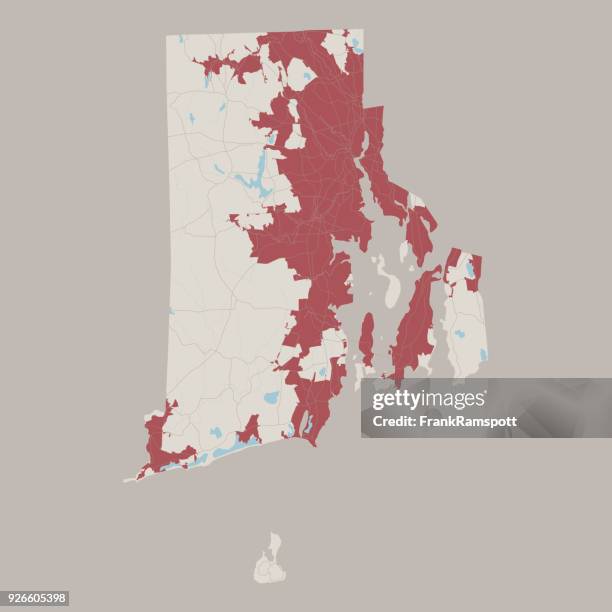 rhode island us state road map - block island stock illustrations