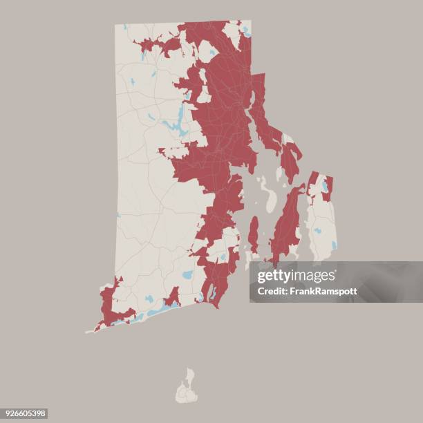 rhode island us state road map - block island map stock illustrations