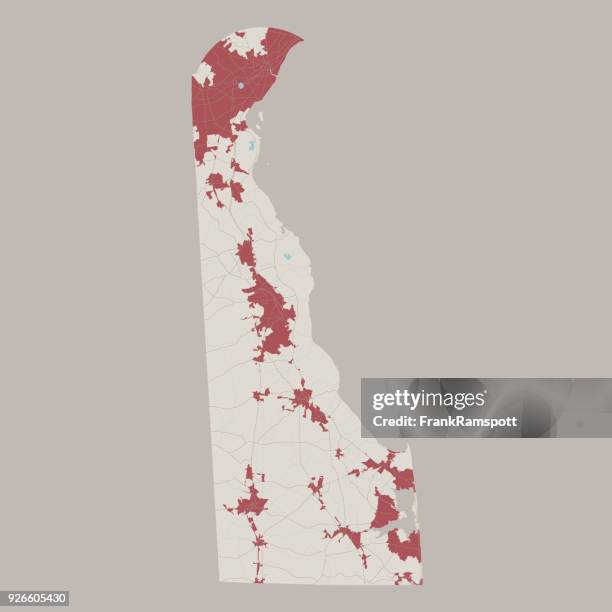 delaware us state road map - newark stock illustrations