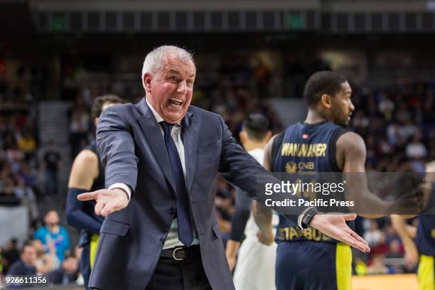 Zeljko Obradovic during Fenerbahce Dogus Istanbul victory over Real Madrid in Turkish Airlines Euroleague regular season game celebrated at Wizink...