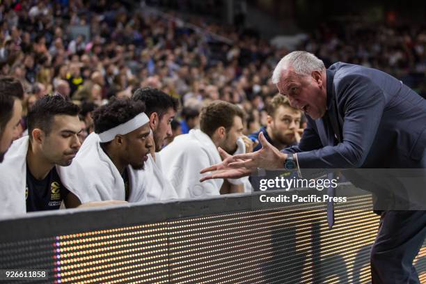 Zeljko Obradovic during Fenerbahce Dogus Istanbul victory over Real Madrid in Turkish Airlines Euroleague regular season game celebrated at Wizink...