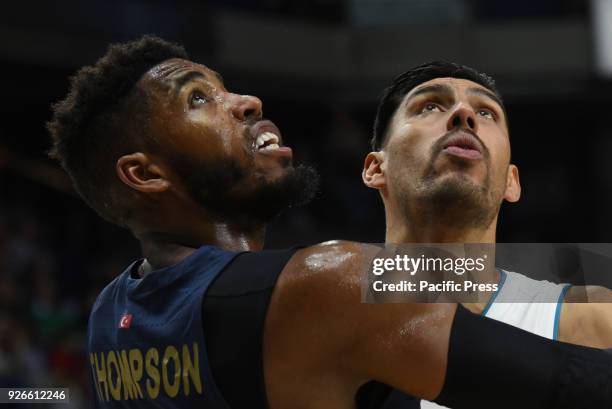 Jason Thompson , #1 of Fenerbahce and Gustavo Ayón, #14 of Real Madrid, in action during the 2017/2018 Turkish Airlines EuroLeague Regular Season...