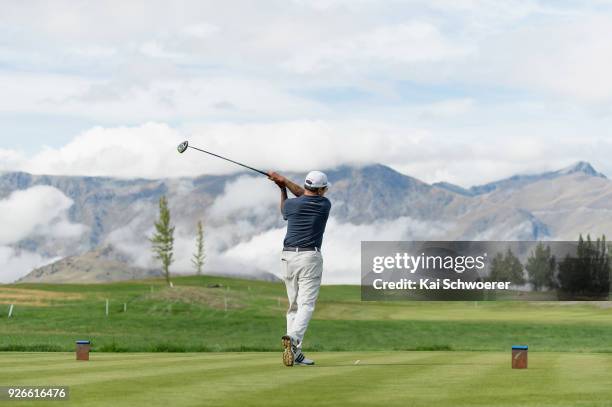 General view as George Djuhari tees off during day three of the ISPS Handa New Zealand Golf Open at Millbrook Golf Resort on March 3, 2018 in...
