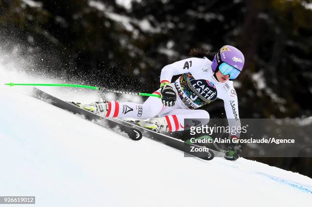 Anna Veith of Austria competes during the Audi FIS Alpine Ski World Cup Women's Super G on March 3, 2018 in Crans-Montana, Switzerland.