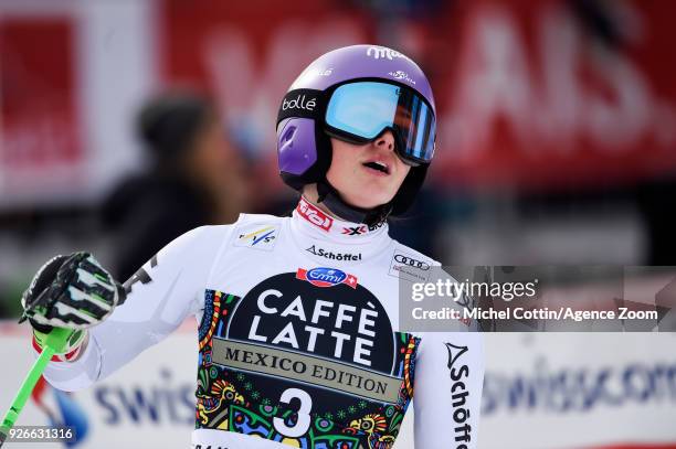 Anna Veith of Austria takes 2nd place during the Audi FIS Alpine Ski World Cup Women's Super G on March 3, 2018 in Crans-Montana, Switzerland.
