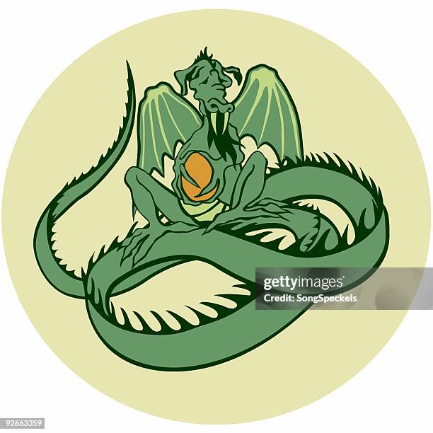 dragon with golden egg icon - dragon egg icon stock illustrations