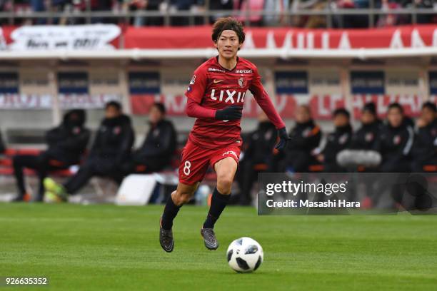 Shoma Doi of Kashima Antlers in action during the J.League J1 match between Kashima Antlers and Gamba Osaka at Kashima Soccer Stadium on March 3,...