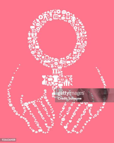 hands holding venus  women's rights and girl power icon pattern - menopause stock illustrations