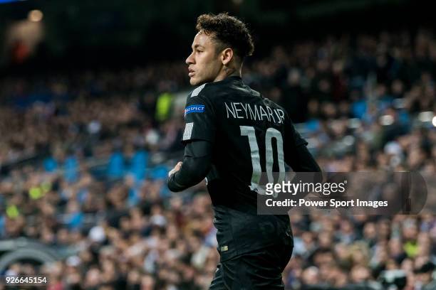 Neymar da Silva Santos Junior, Neymar Jr, of Paris Saint Germain looks on during the UEFA Champions League 2017-18 Round of 16 match between Real...