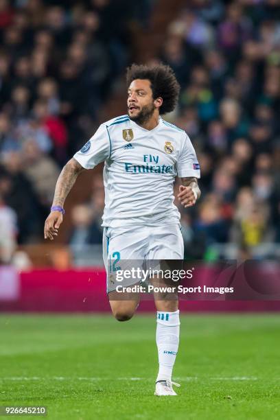 Marcelo Vieira Da Silva of Real Madrid in action during the UEFA Champions League 2017-18 Round of 16 match between Real Madrid vs Paris Saint...