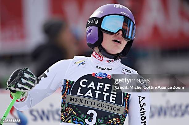 Anna Veith of Austria takes 2nd place during the Audi FIS Alpine Ski World Cup Women's Super G on March 3, 2018 in Crans-Montana, Switzerland.